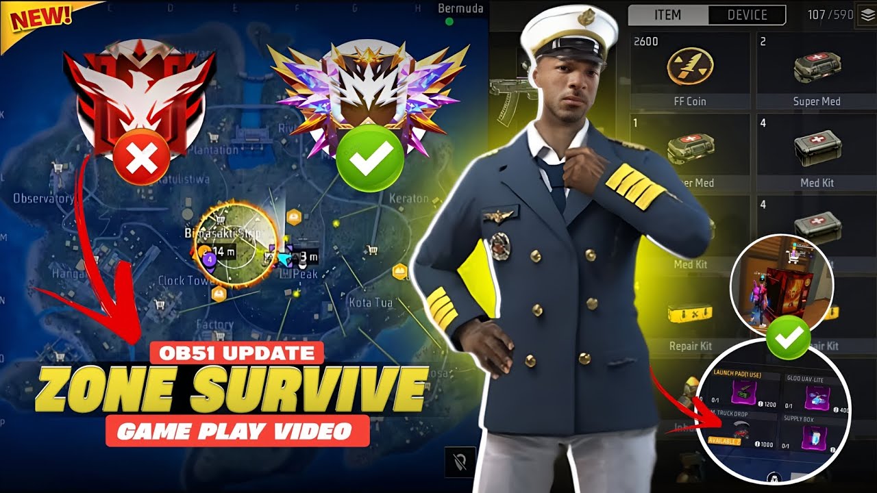 Zone Survive Free Fire Best Character ( Ob51 Update ) End Zone Push Full Video