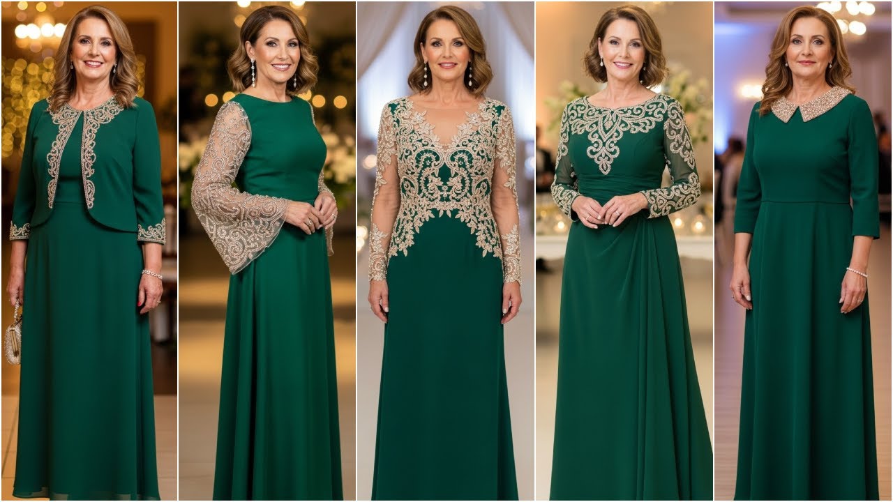 Emerald Green & Beige Mother of the Bride Dresses | Classy,  Age-Appropriate, Figure-Flattering Picks