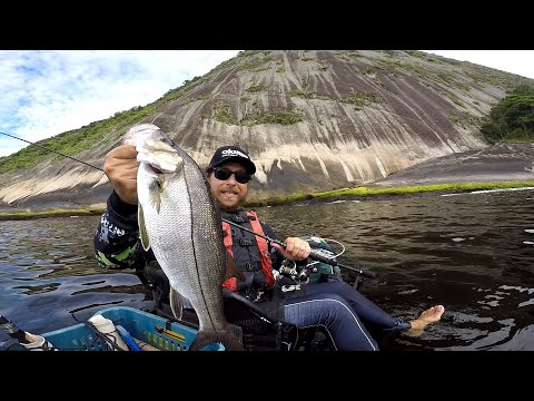 CARDUME DE ROBALOS + ISCA CERTA = PEGADEIRA - Pesca com Caiaque no Mar
