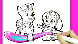 [ PAW Patrol ] Coloring  Chase Skye with Wings #coloringpages #coloringbook #pawpatrol #chase #skye screenshot 5