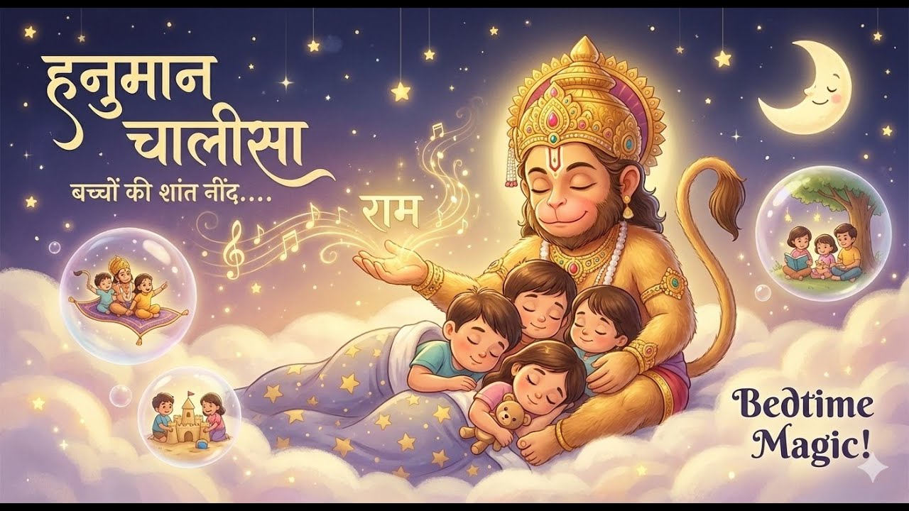 हनुमान चालीसा 7 time 😴5 मिनट में बच्चा सो जायेगा |no ads 1hr |Hanuman Chalisa for Baby Sleep Dreams