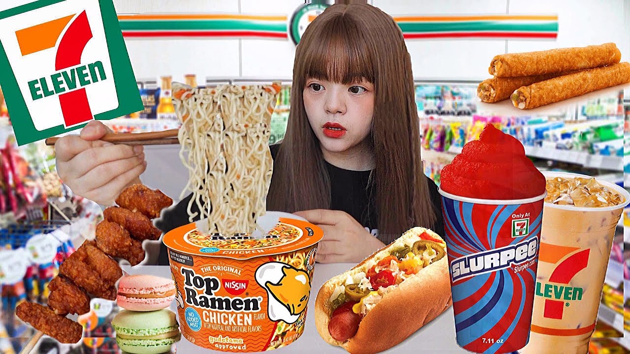 24 HOURS Eating Only 7-ELEVEN FOOD ⛽️! American Gas Station Food MUKBANG 🤨 미국에 편의점 먹방