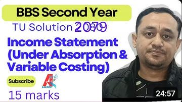 Absorption and Variable Costing||Income Statement||Tu solution 2079||Account||BBS Second Year||BBA