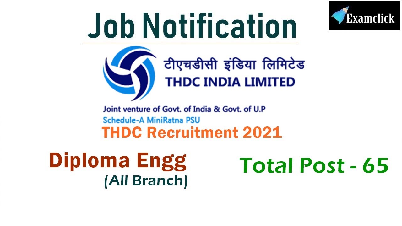 THDC recruitment 2021 🔥 Junior Engineer | Permanent Job | Freshers Eligible l Examclick
