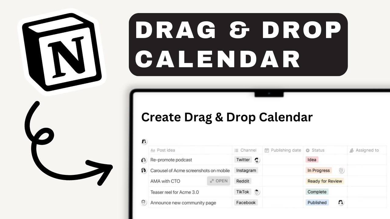 How to create a drag and drop calendar in notion notion tutorial