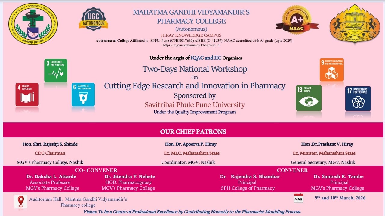 Day 2, Cutting Edge Research and Innovation in Pharmacy, MGV's Pharmacy College Nashik