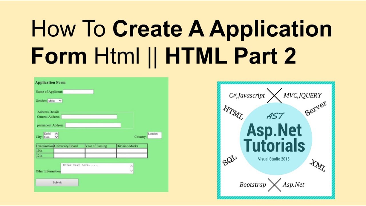 How to create a application form html part2 - YouTube