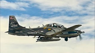 US Air Force A 29 Super Tucano light attack aircraft with turboprop engine