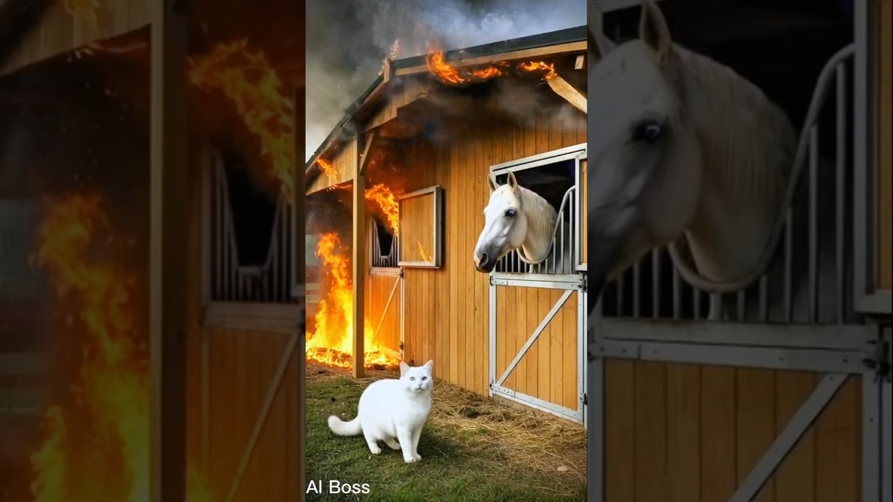Hero Cat Saves Horse from Burning House 🔥🐱🐴 