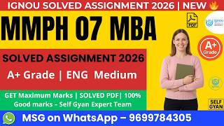 🔥 MMPH 07 Solved Assignment 2026 MBA IGNOU Download PDF | Handwritten + Ready to Submit Solution