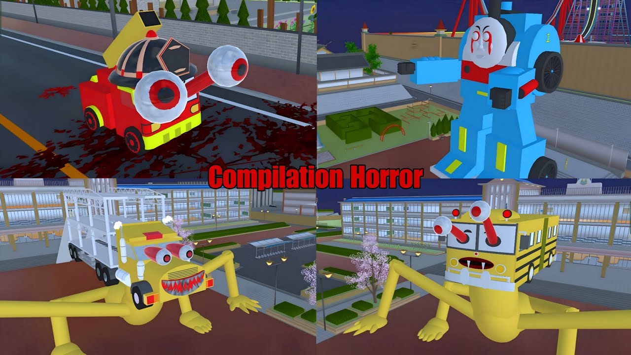 Compilation Truck Robocar Roy Thomas Horror Scares Yuta Mio On CCTV 😱 Sakura school Simulator