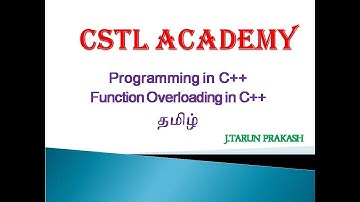 Function overloading in c++ programs in tamil. static polymorphism.definition  function overloading