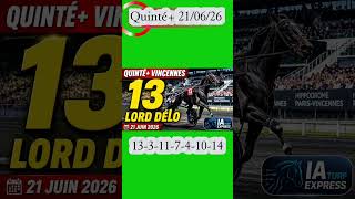 Quinté Dimanche 21 Juin 2026 L'ordre probable #pmu #quinté #pronostic