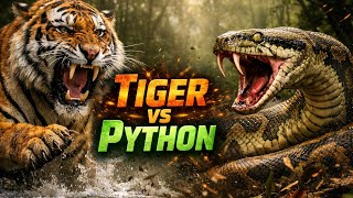 Tiger vs Giant Python 😱 Who Will Win This Deadly Fight?