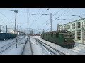 Первая зимняя поездка в электровозе с рабочим поездом