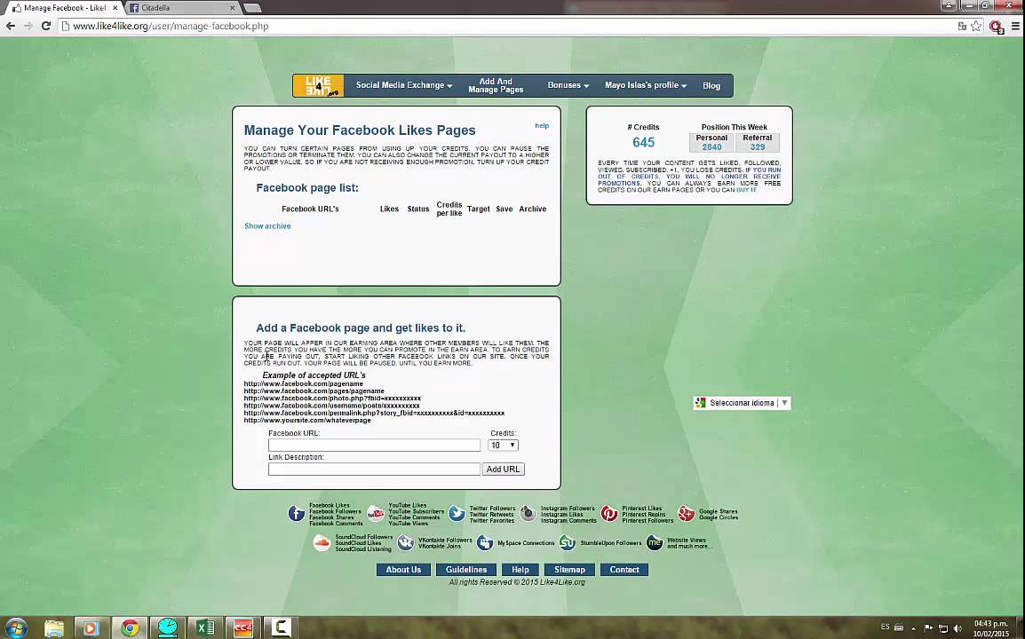 Like4Like - Como agregar mi pagina de Facebook para recibir LIKE's - 2015