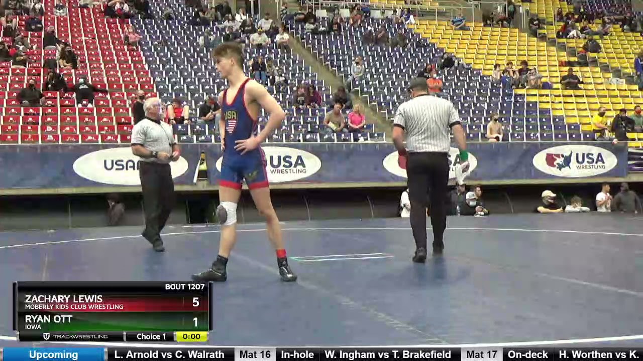 Junior 152 Ryan Ott Iowa Vs Zachary Lewis Moberly Kids Club Wrestling