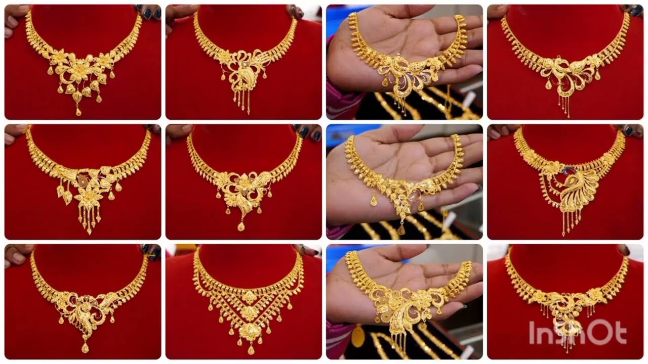 Latest bridal gold necklace set lightweight gold necklace set design wedding collection necklace des