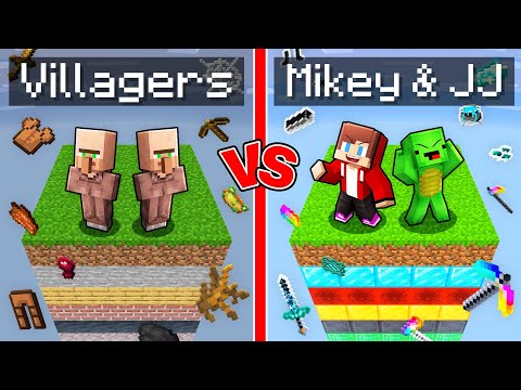 Mikey and JJ vs Villagers: One Chunk, But it Rains OP Items in Minecraft (Maizen)