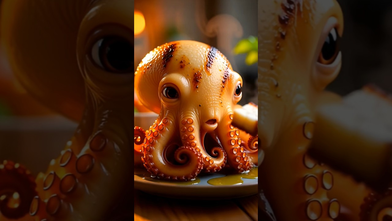 🐙 OCTOPUS – Food Itself Face (Chewing ASMR) 