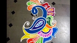 how to make beautiful peacock rangoli design screenshot 3