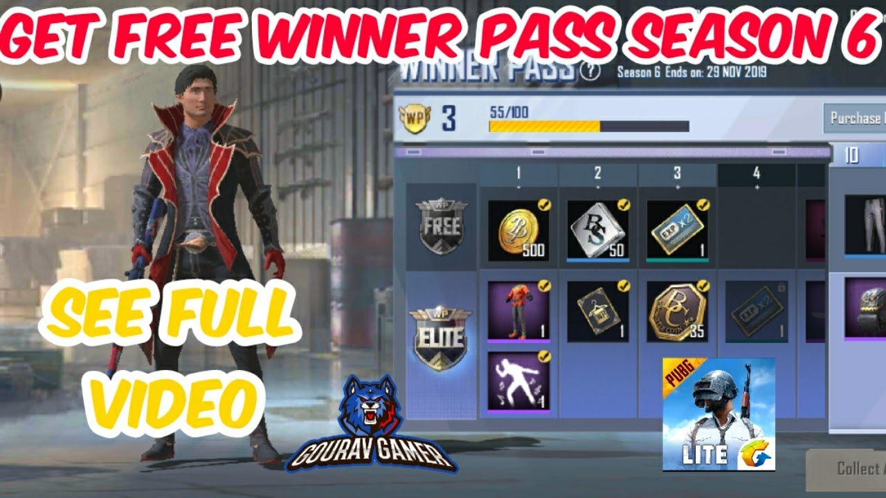 FREE WINNER PASS 6 || PUBG MOBILE LITE || 