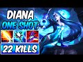 MAX DAMAGE ONE-SHOT DIANA DELETES ENEMIES IN SECONDS (INSANE BURST) - League of Legends