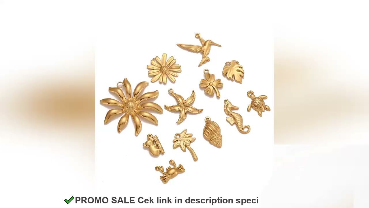 3Pcs Sun Flower/Clovel/Tropical Palm Charms Stainless Steel PVD Gold Plated Women Pendants DIY Neckl