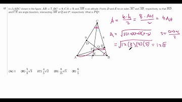 Altitude and Angle Bisectors [AMC 12B 2016 #17]