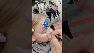 Quick Stitch Face Paint at Labubu Party! 🩵✨ #stitch #labubu #facepaint #facepainting