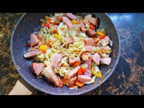 Video: Stewed Cabbage Nrog Ham