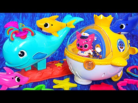 Let&amp;#39;s play with <strong>baby</strong> sharks in the wonderful <strong>sea</strong>~ Fun PlayDoh whale play! | PinkyPopTOY