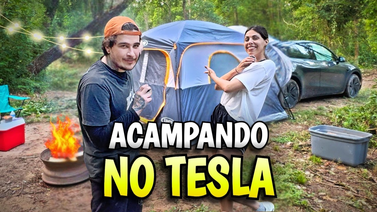 Acampando 24h no TESLA Model Y no Texas: VALEU A PENA?