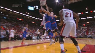 Kristaps Porzingis Rejects Dwayne Wade Knicks Vs Heat January 6, 2016 Nba 2015-16 Season