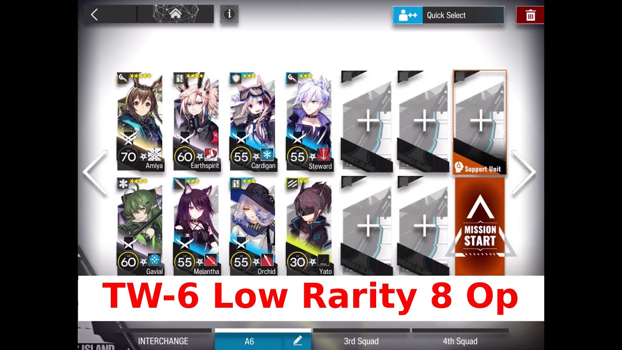 [Arknights] TW-6 Low Rarity Easy Guide 8 Op