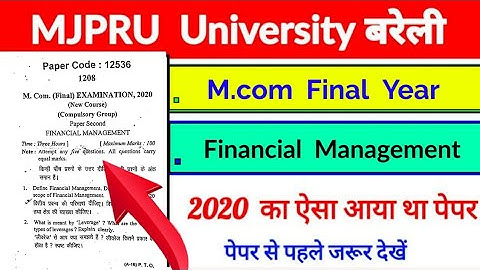 M.Com Final year Financial Management paper 2020, MJPRU Bareilly,  @mcompaperhacker9099