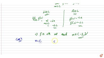 Find all points of discontinuity of f, where f is defined by `f(x)={|x|+3, ifxlt=-3-2x , if-3 lt...