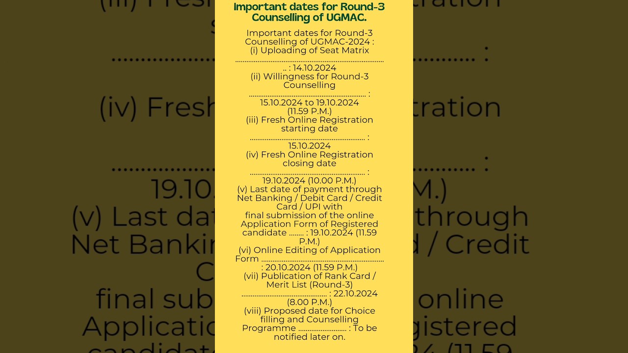 "UGMAC 2024 Round-3 Counseling: Important Dates & Expected Cutoff Insights"