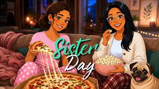 Sisters' Cozy Movie Night 🍕 Homemade Pizza & Popcorn | Relaxing Ghibli Style  Animation ASMR screenshot 3