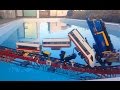 Lego train crash on Lego bridge (MOC)
