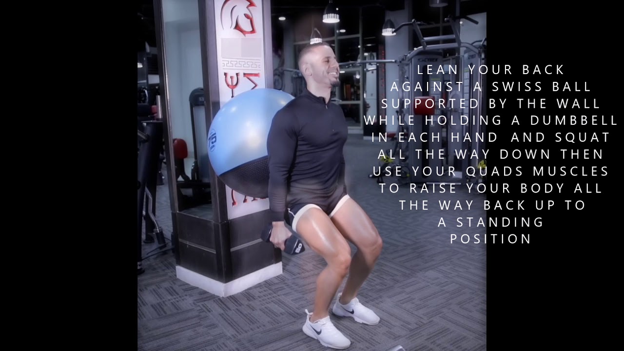 Swiss Ball Dumbbell Squats (Legs) - YouTube