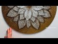 Golden flower painting  leaf print painting  leaf painting tutorial  how to paint leaf print