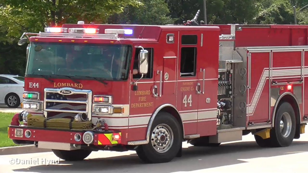 Lombard Fire Dept Engine 44 and Medic 44 (Spare) Responding X2