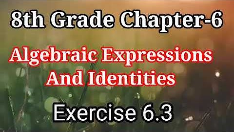 8th grade chapter 6.Algebraic expressions and  Identities. Exercise 6.3