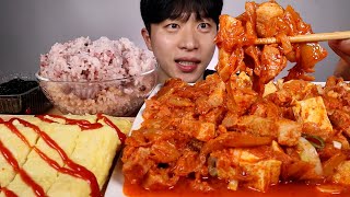 ASMR MUKBANG Steamed pork kimchi and rolled omelet rice eating show