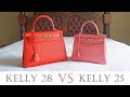 Hermes Kelly 25 VS 28 DETAILED REVIEW - price, what fits inside, bag weight, mod shots by 3 people!