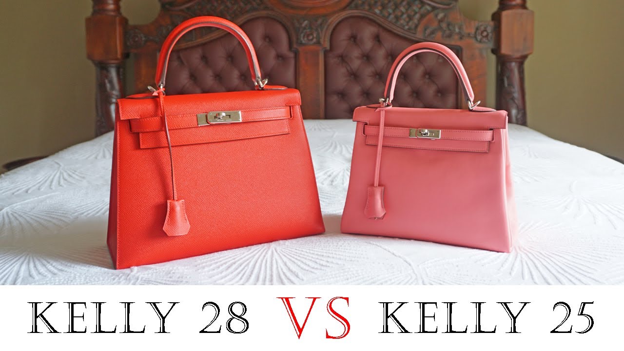 Hermes Kelly 25 VS 28 DETAILED REVIEW - price, what fits inside, bag  weight, mod shots by 3 people! 