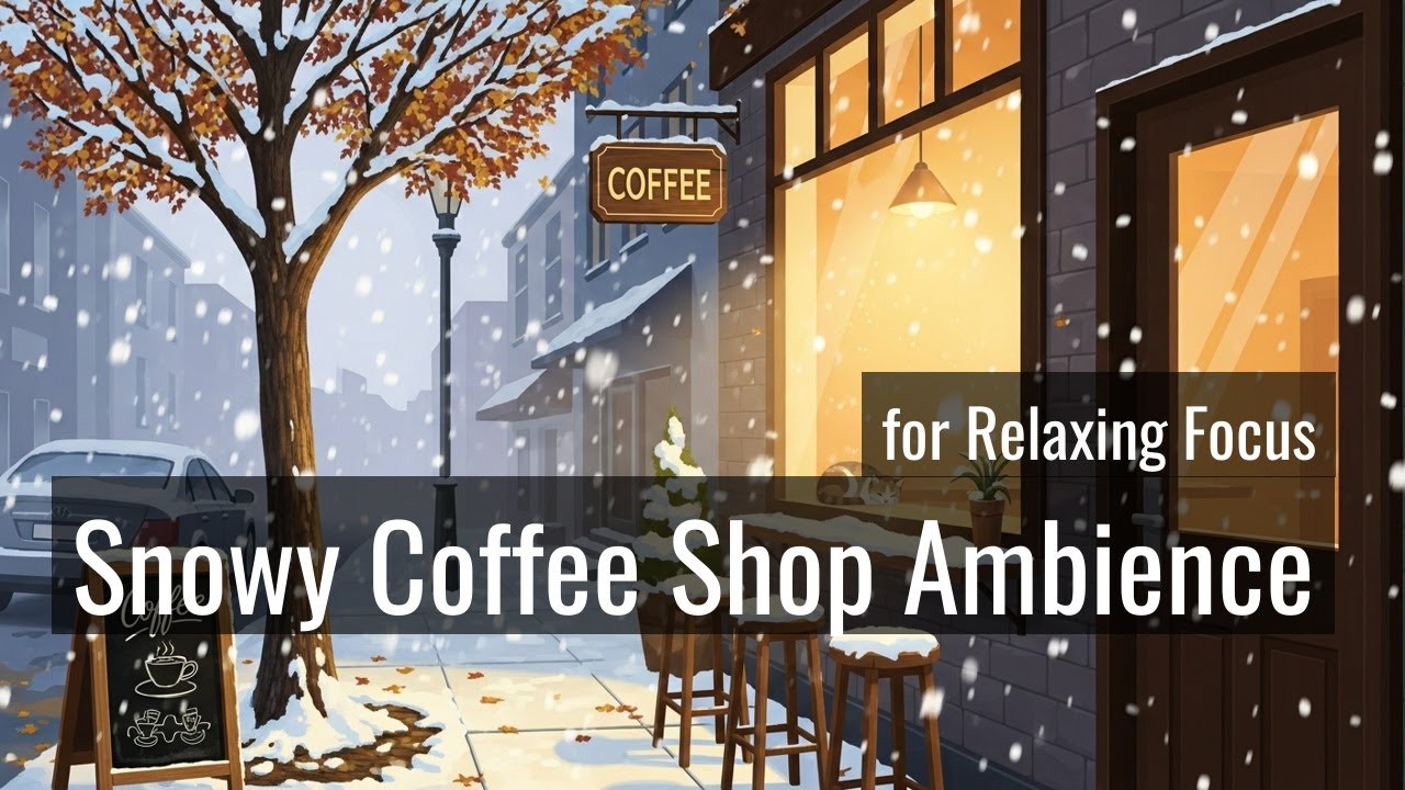 [coffee Lofi-47] ☕ Warm Café Window Snowy Winter Scene ❄️