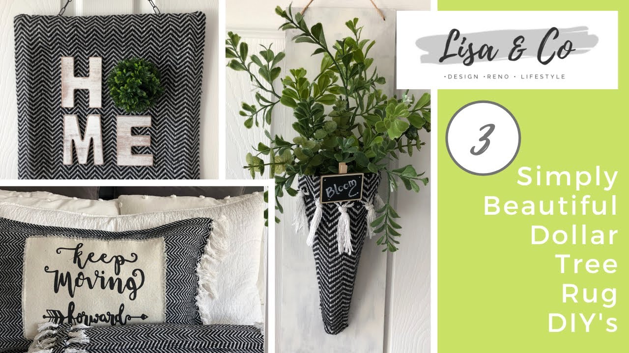 Dollar Tree Rugs 3 Ways Black & White Home Decor Boho Pillows