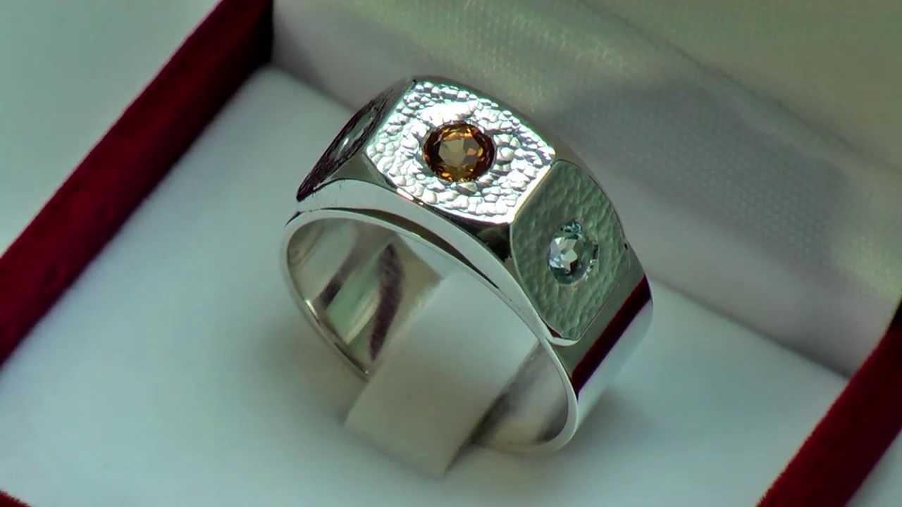Bague Vintage En Argent 925 - Pierre Citrine Quartz - Taille 23 (2 Cm) - Style Indien - Neuf Sans Emballage